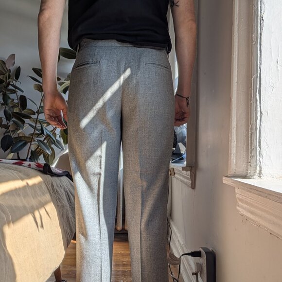 Light Gray Flannel Pleated Trousers - Picture 3 of 6